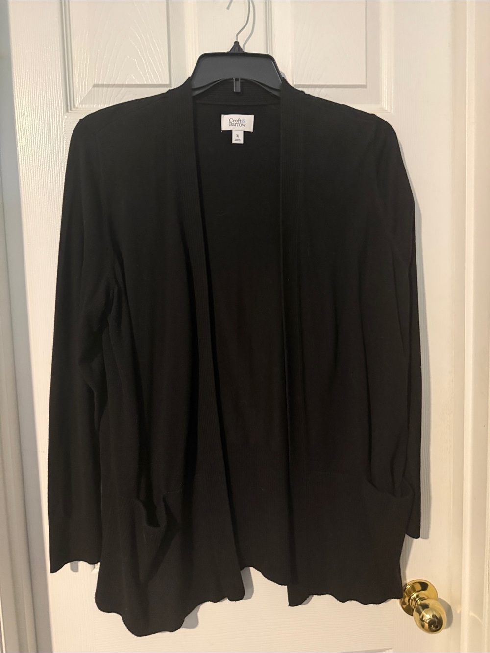 croft & barrow Black Open-Front Lightweight Cardigan